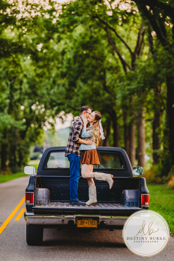 best engagement photographer near rochester ny using old truck