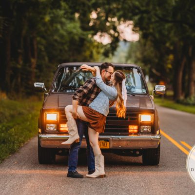 best engagement photographer near rochester ny using old truck