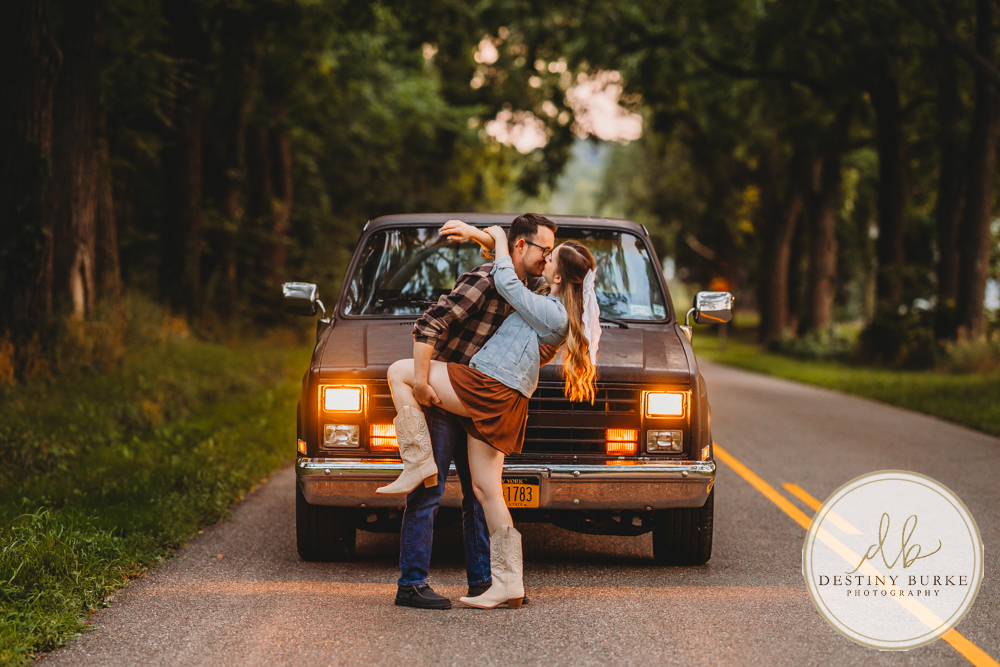 best engagement photographer near rochester ny using old truck