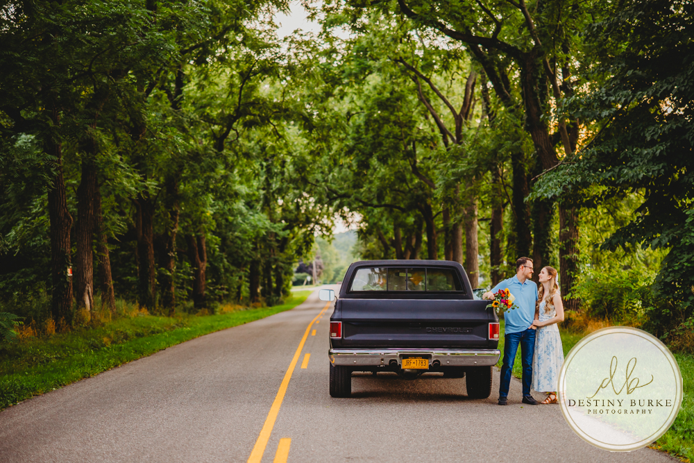 best engagement photographer near rochester ny using old truck